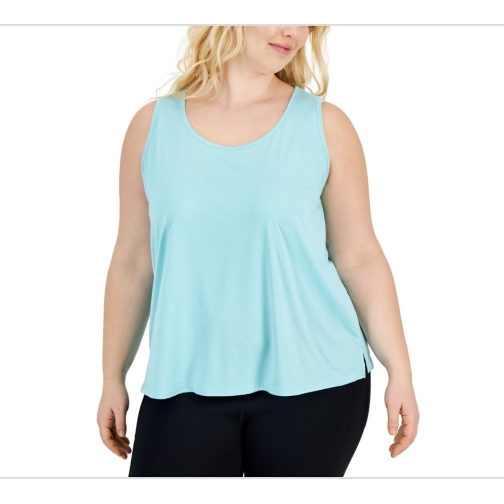 ID Ideology Plus Size Solid Essentials Crewneck Tank Top - Ocean Sight 2X NWT